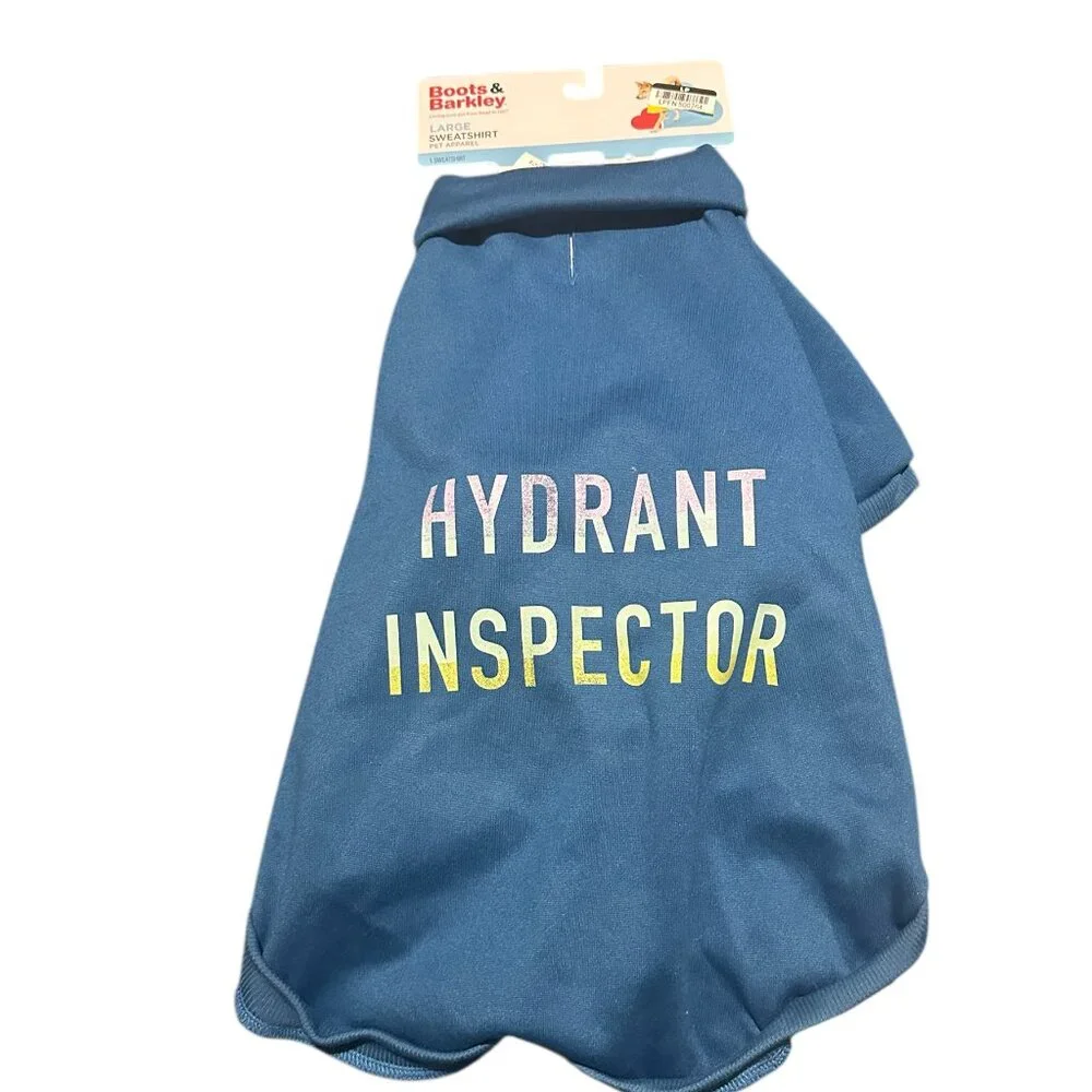 Boots & Barkley “HYDRANT  INSPECTOR Blue Dog Sweatshirt‎ Size Large Pet Apparel